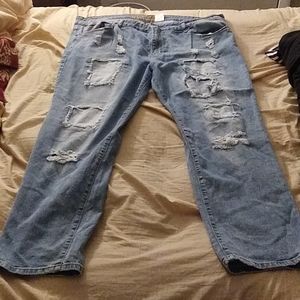 Light wash distressed jeans